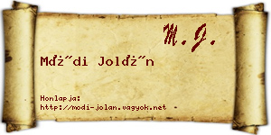 Módi Jolán névjegykártya